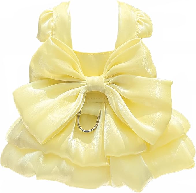 Dog Dress for Small Girl Dogs Cat Dresses for Cats Only Pink Pet Dresses with Bow Decor Cute Summer Girl Dog Skirts,Sleeveless Small Chihuahua Yorkie Clothes (Yellow, M（for 6-9lbs）)