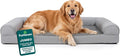 FurHaven Orthopedic Dog Bed for Large Dogs, Sofa-Style with Cool Gel-Top Foam with a Solid Orthopedic Foam Base for Joint Support, Removable Washable Cover, Jumbo XL, Plush & Suede, Gray
