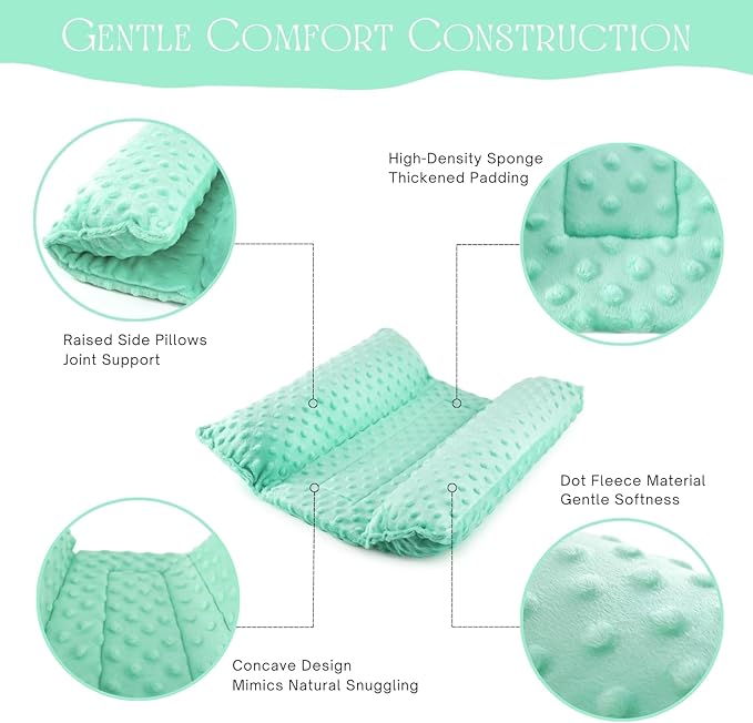 Rabbit Bed, Soft Dot Fleece Bunny Mat, 17x17In Small Animal Pillow for Guinea Pig, Reversible, Washable Pet Cushion Mint Green