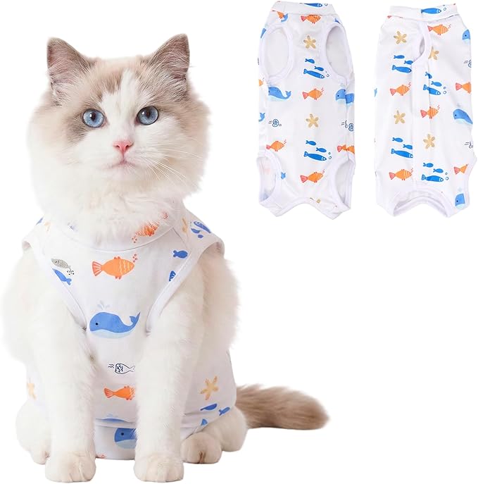 Cat Recovery Suit Cat Onesie for Cats After Surgery, Breathable Cats Surgery Recovery Suit for Female Spay & Abdominal Wounds, Kitten Surgical Onesie Body Suit Anti Licking Cone Alternative