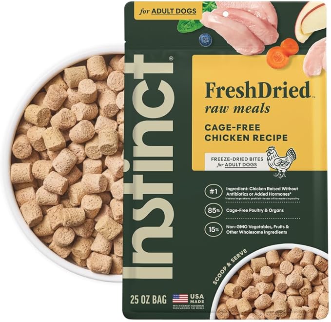 Instinct FreshDried Bites, Natural Freeze-Dried Dog Food, Grain-Free - Cage-Free Chicken, 25 oz. Bag