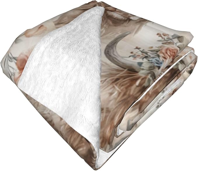 Highland Cow and Floral Blanket Gifts for Women Men Adults Cow Lovers, Farmhouse Plush Fleece Throw Blankets, Cozy Soft Warm Bedding Decor for Sofa Living Room Travel 50"x60"