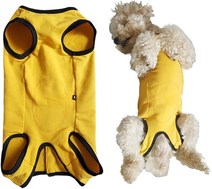 Dog’s Recovery Suit Post Surgery Shirt for Puppy, Wound Protective Clothes for Little Animals(Yellow-m)