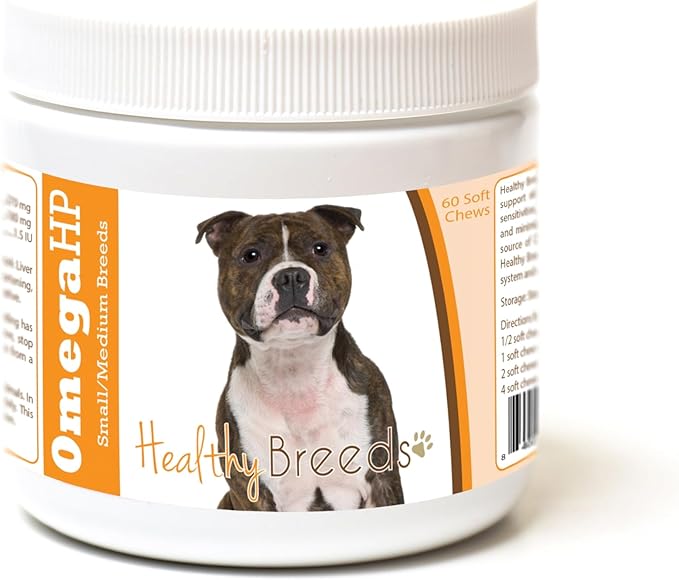 Healthy Breeds Staffordshire Bull Terrier Omega HP Fatty Acid Skin and Coat Support Soft Chews 60 Count