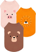 Fitwarm 3 Pack Bear Lion Pig Dog Shirt, Funny Dog Clothes for Small Dogs Boy Girls, Summer Pet Outfit, Cute Animal Costume, Brown, Pink, Blaze Orange, XS