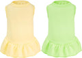 2 Pcs Dog Dresses Cat Skirt Solid Color Dog Clothes Summer Sleeveless Puppy Girl Clothes for Small Pet Dogs Cats (Yellow,Green, Medium)