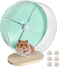 Silent Hamster Exercise Wheel,10.2 Inch Quiet Spinner Syrian Hamster Running Wheel,Anti-Skid & Adjustable Stand for Gerbils, Rats, or Other Small Pets,Green