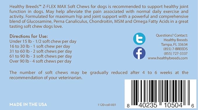 Healthy Breeds Collie Z-Flex Max Hip and Joint Soft Chews 50 Count