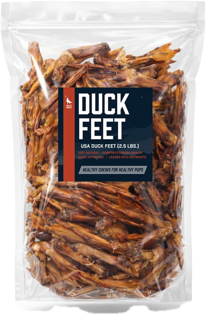 USA Duck Feet Dog Chew Value Pack (2.5lbs./~65 Feet) 100% Natural and Only Water-Washed - Natural Scent - Single-Ingredient, Crunchy Dental Treats - Supports Healthy Joints