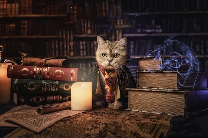 Dog Cat Costumes with Glasses and Neckties,Cosplay Costume Set Perfect for Party and Gifts for Cat Dog (Gryffindor, Large)