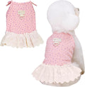 Dog Summer Clothes for Small Medium Dogs Cat Daisy Flower Cute Pet Dress with D-Ring Sleeveless Puppy Outfits Doggy Shirt for Shih Tzu Yorkie Chihuahua Colthe (Pink, Medium(4.4-6.6lb))