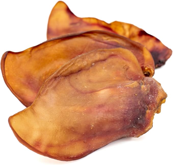 Bully Bunches Large Whole Pig Ears for Dogs | Free Range Oven Baked Pork for All Breeds | All-Natural, Single Ingredient & 100% Digestible Safe Dog Chew - Multipack (20 Pack)