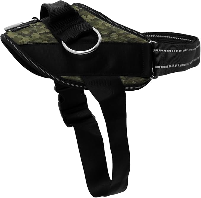 ShawnCo Essential Dog Harness, No-Pull Pet Vest with 3 Leash Clips, No Choke, Reflective, Adjustable and Padded, for Easy Walking and Training for Small, Medium and Large Dogs (Military Camo, XL)