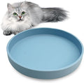 Silicone Cat Food Bowl Shallow Dishes 5.9in Wide Cats Bowls Kitty Plates Relief Whisker Fatigue Puppy Feeding Bowl for Dry Food and Wet Food Indoor (Round Blue)