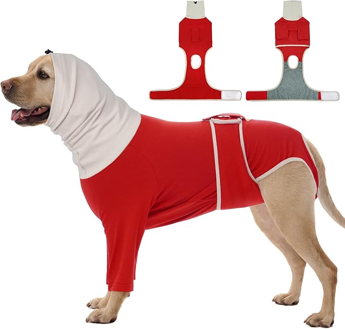 FUAMEY Surgical Suit for Dogs Female Spay, Cone of Shame Alternative to Stop Licking, Breathable Male Dog Recovery Suit for After Neuter Surgery, Dog Onesie with Front Leg Covered, Corgi (Red, L)