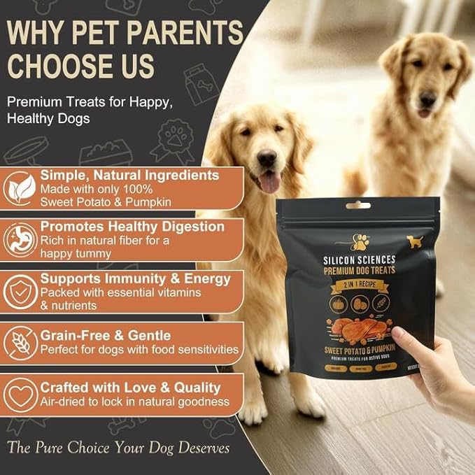 Premium Dog Treats with Nutritional Benefits – Sweet Potato & Pumpkin for Happy, Healthy Dogs - Grain-Free Natural Dog Chews for Digestion & Energy - Dog Snacks for Training & Rewards
