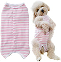 Dog’s Recovery Suit Post Surgery Shirt for Puppy, Wound Protective Clothes for Little Animals(Pink White Stripe-l)