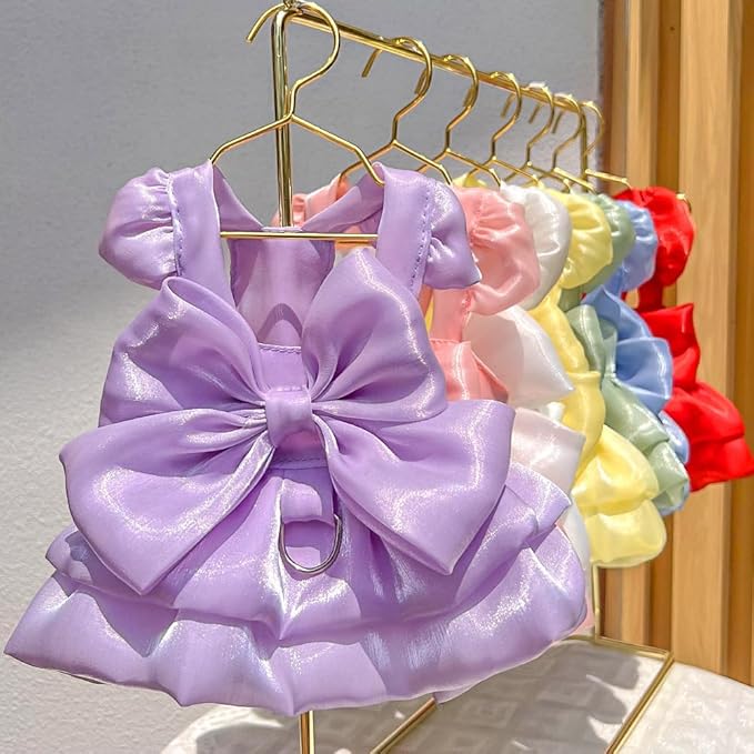 Dog Dress for Small Girl Dogs Cat Dresses for Cats Only Pink Pet Dresses with Bow Decor Cute Summer Girl Dog Skirts,Sleeveless Small Chihuahua Yorkie Clothes