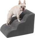 Pet Stairs for High Beds Small & Large Dogs & Cats – High-Density Foam Steps with Removable, Machine-Washable Cover – Lightweight, Portable Dog and Cat Staircase for Beds, Couches, and Sofas, 3 Tier