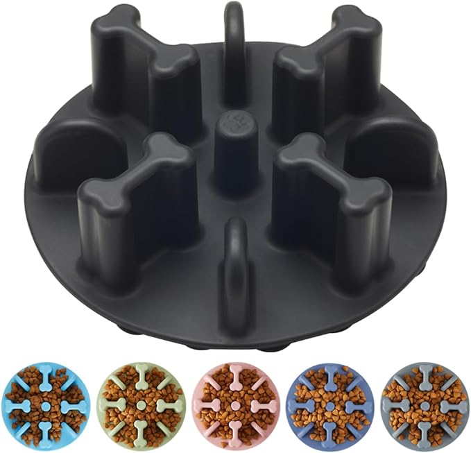 Soft Silicone Anti-Choking Puzzle Slow Feeder Insert for Dogs, Compatible with Regular Elevated Dog Bowls