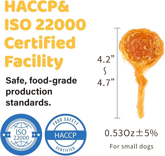 iPaw Turkey Tendons for Dogs 40 Pcs Bulk Pack, 100% Turkey and US Sourced Raw Material, Hypoallergenic, All Natural Human Grade Puppy Chew, Rawhide Alternative Dog Treats, Lollipop (Small)