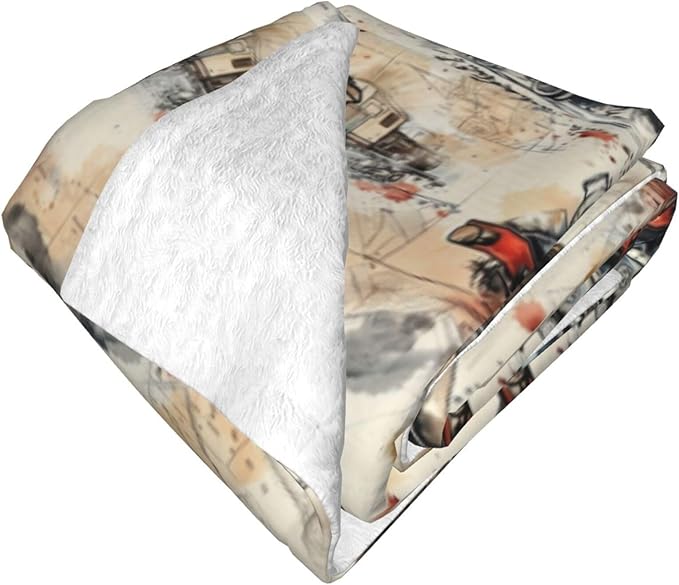 Train Blanket Gifts for Women Men Adults Train Lovers, Vintage Locomotive Plush Fleece Throw Blankets, Cozy Soft Warm Bedding Decor for Sofa Living Room Travel 60"x80"