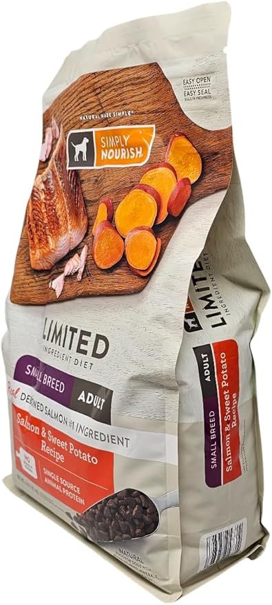 SIMPLY NOURISH Small Breed Adult Salmon and Sweet Potato Dry Dog Food, 4 Pound Bag