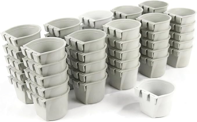 The ROP Shop 50-Pack - Gray Cage Cups for Water & Feed for Hamsters, Poultry, Ducks, Birds