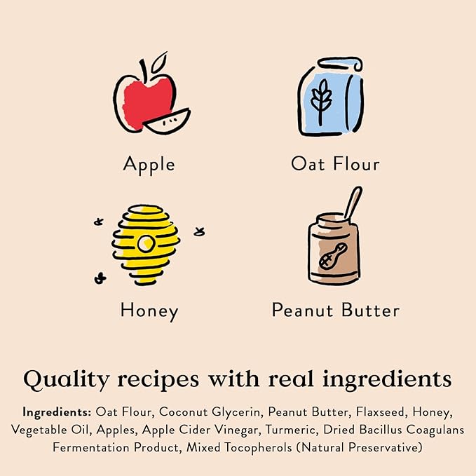 Bocce's Bakery Dailies Super Shield Dog Treats for Immune Support, Wheat-Free Dog Treats, Made with Real Ingredients, Baked in The USA, Natural Soft & Chewy, Peanut Butter & Apple, 6 oz