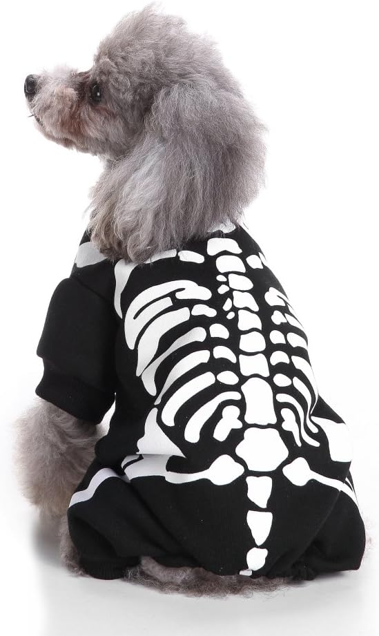 Puppy Skull Costume Halloween Christmas Funny Party Cosplay Clothes for Cat, Small Dog