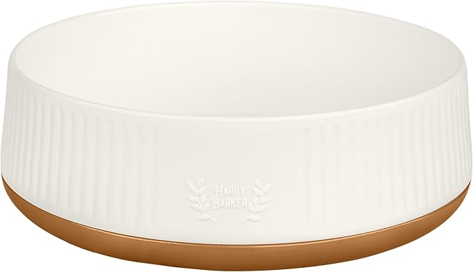 Harry Barker Small Modern Dog Bowls, 2-Pack Eco-Friendly Plastic Pet Food & Water Bowls, Non-Slip Base, Dishwasher Safe, BPA-Free, Neutral Design, Holds 3 Cups Each