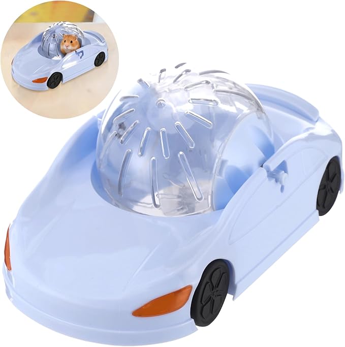 Hamster Exercise Ball Sports Car, Hamster Car with Detachable Transparent Ball, 3 Modes Funny Exercise Wheel, Small Exercise Ball for Dwarf Small Pet (Blue)