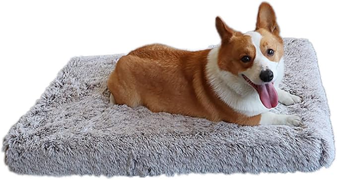 huraty Soft Crate Pet Bed Mat with Removable Cover Orthopedic Dog Pad Non-Slip Waterproof Cuddler Cushion Mat for Small Medium Dogs Cats, Coffee, L