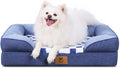 KSIIA Waterproof Dog Bed Orthopedic for Large Senior Dog Couch with Sides, Extra Thick Supportive Pet Bed Sofa with Soft Plush Cover and Non-Slip Bottom, 44 x 32 Inch, Blue