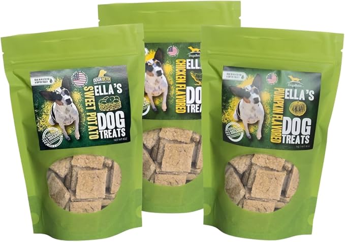 Ella's Diabetic Dog Treats 24 oz - 3 Flavors -Low Glycemic Ingredients - Vet Approved - Made in USA by Owners of Diabetic Dogs - Designed to Help Keep Sugar Levels Balanced