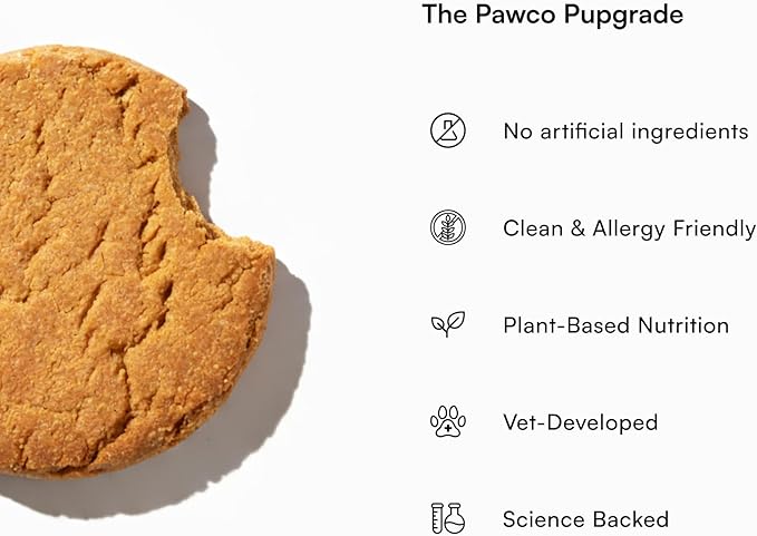 PawCo Dog Treats, Gut Health – Supports Digestion & Sensitive Stomachs – Crunchy Dog Cookies with Postbiotics, Peanut Butter & Apple – Functional & Healthy Rewards for Dogs – Magic Cookie – 8.8oz