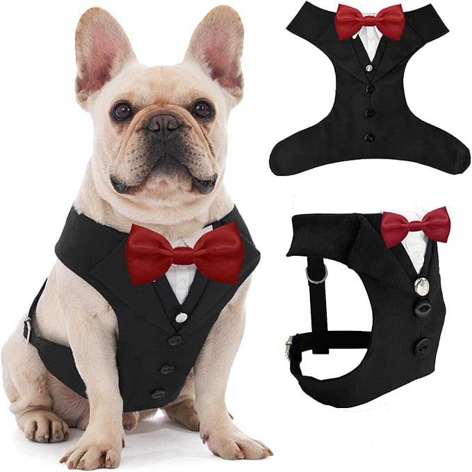 AVERYDAY Dog Tuxedo for Wedding Outfit, Dog Suit and Tie Costumes for Birthday, Halloween, Cosplay, Christmas Party, Pet Formal Wear with Bowtie, Tux for Medium Large Dogs, Bulldog, Labrador, Husky