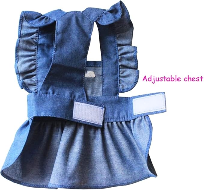 ANIAC Dog Denim Dresses with Cute Bowknot Cat Princess Vest Skirt with D-Ring Pet Spring Summer Clothes Puppy Walking Harness Outfits (X-Large, Sk-2)