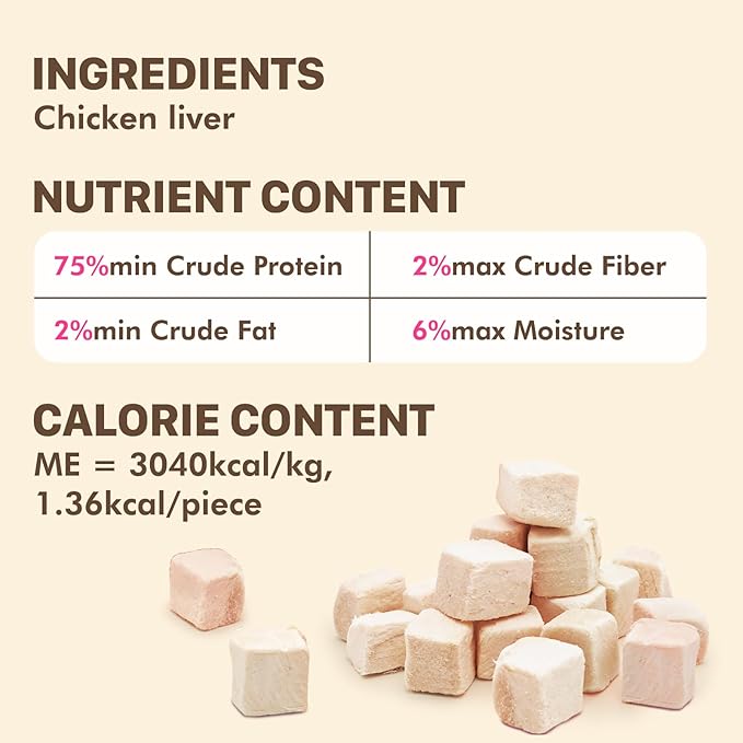 Freeze Dried Chicken Treats for Dogs & Cats, Single Ingredient High Protein Snack for Training, Picky Eaters & Food Topper, 6 oz