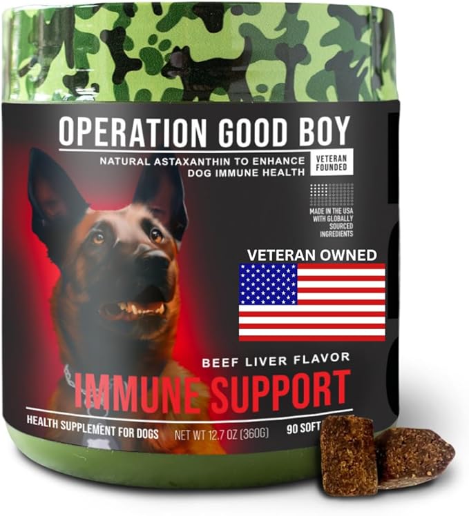 Immune Support Soft Chews for Dogs, Immune Health Supplement, 90 Count, Natural Ingredients, Beef Liver Flavor, Veteran Owned – Operation Good Boy