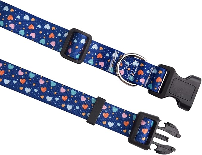 Dog Collar for Large Dogs, Soft Comfy Pet Collar for Small Medium Large Dogs, Geometry Pattern for Boy Girl Puppy Dogs(Love Blue,L)