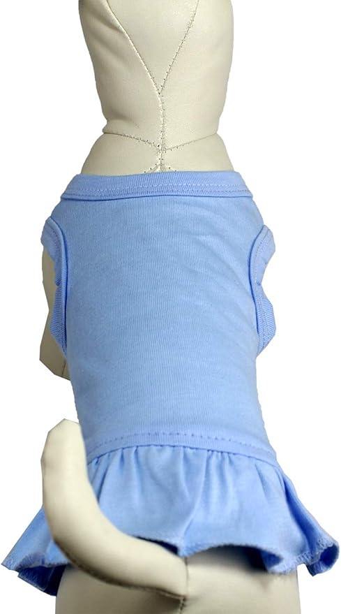 Pet Clothes Small Dog Clothing Blank Color Sport Dress T-Shirts Tee Dresses Tanks Top for Small Size Female Dogs Summer Spring Pet Costumes 100% Cotton (L, Light-Blue)