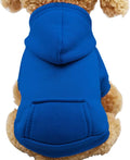 Jecikelon Winter Dog Hoodie Sweatshirts with Pockets Warm Dog Clothes for Small Dogs Chihuahua Coat Clothing Puppy Cat Custume (Dark Blue, Small)