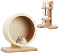 2 Pcs S, 7.9 Inch Wooden Hamster Wheel Silent Exercise Wheel with Water Bottle Stand Stable Running for Dwarf Hamster Gerbil Mouse Small Animal Cage Accessories
