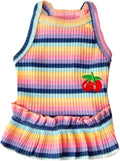 Dog Rainbow Stripe Dress Summer Cat Outfits Soft Breathable Cotton Outfits Clothes for Small Medium X-L XX-L Girls Puppy Lightweight Pet Dresses