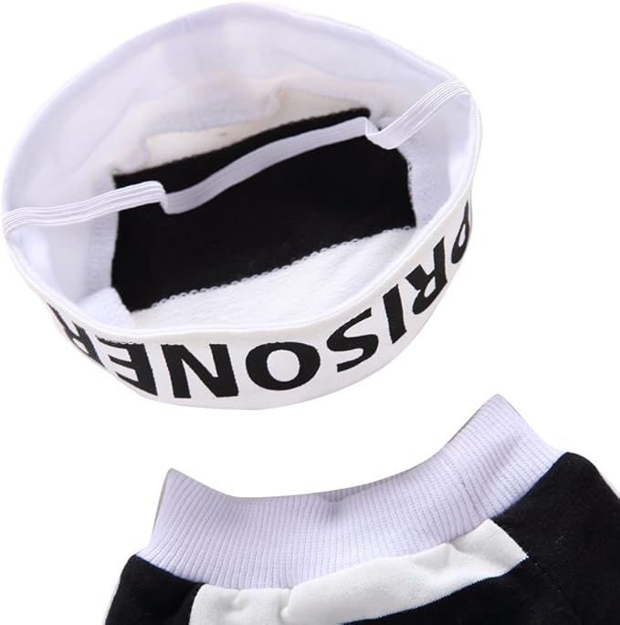 Puppy Prisoner Costume Halloween Christmas Funny Party Cosplay Clothes for Cat, Small Dog (Large, Prisoner)