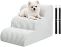 Dog Stairs for Couch and Chair,15.7" H 3-Step Pet Steps for Small Dogs and Cats, Non-Slip Sturdy Dog Ramp with Anti-Tip Safety Strap and Washable Cover,Balanced Ramp Indoor Pet Stairs