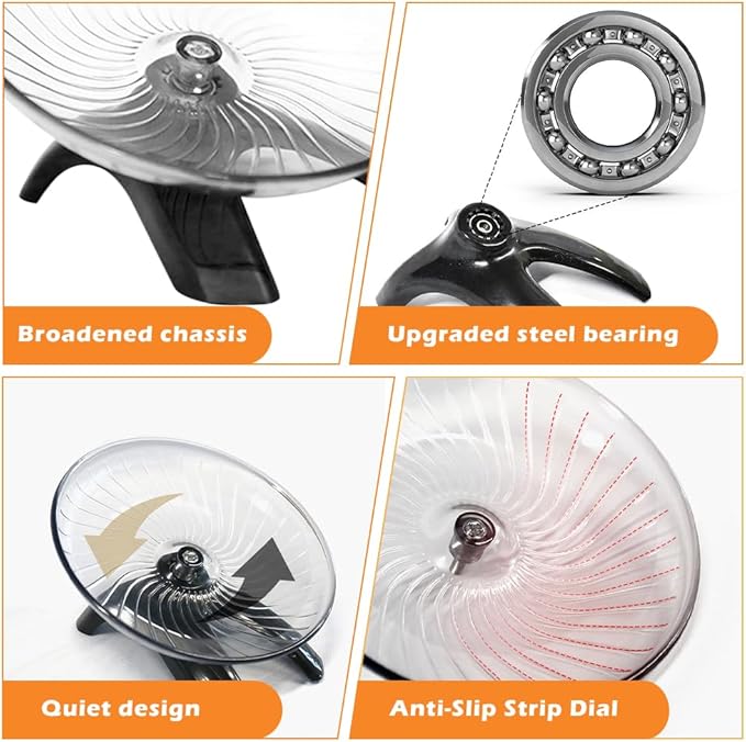 Silent Hamster Wheel,Small Pets Exercise Wheel Hermit Crab Spinner Exercise Running Wheels for Gerbil Ferret Chinchilla and Dwarf Hamster(7.09 inch,Color:Grey)