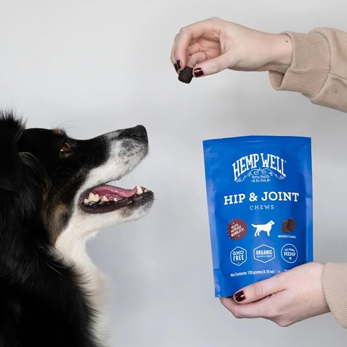 Hemp Well Hip and Joint Soft Chews – Supports Mobility and Promotes Healthy Hips and Joints for Dogs, Organically Sourced (60 Count)