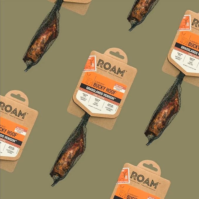 ROAM Pet Treats Grasslands Venison Hoof Dog Chew Pack of 2 – Single Ingredient, All Natural, Grain-Free, & Gluten-Free Dog Treats